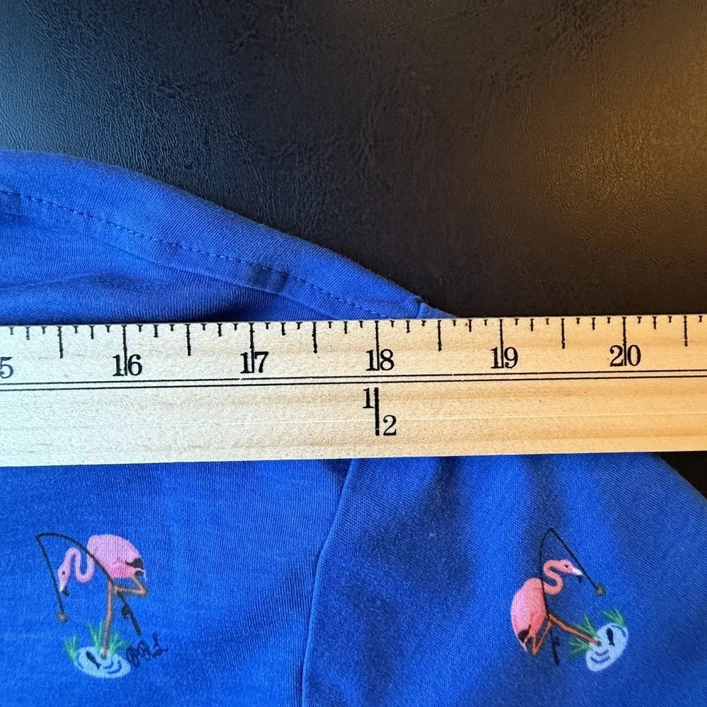 Polo Ralph Lauren Classic Fit‎ Flamingo Polo Shirt Mens L Blue Embroidered AOP